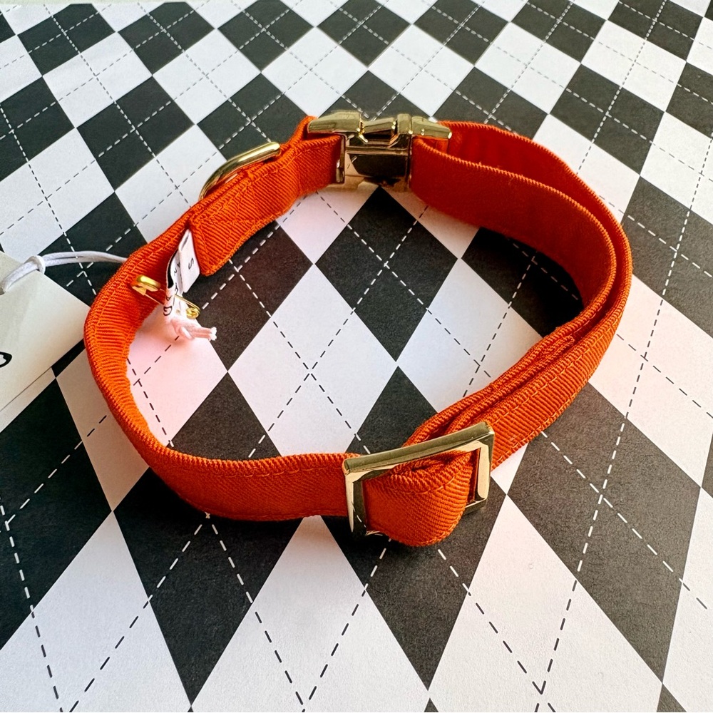 The Foggy Dog Orange Dog Collar Small Gold Hardware Pet Fall Harvest NEW w/ tags - Picture 2 of 13
